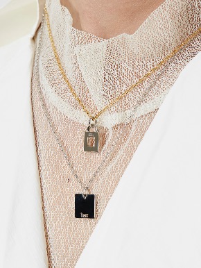 square mini necklace (silver, gold)